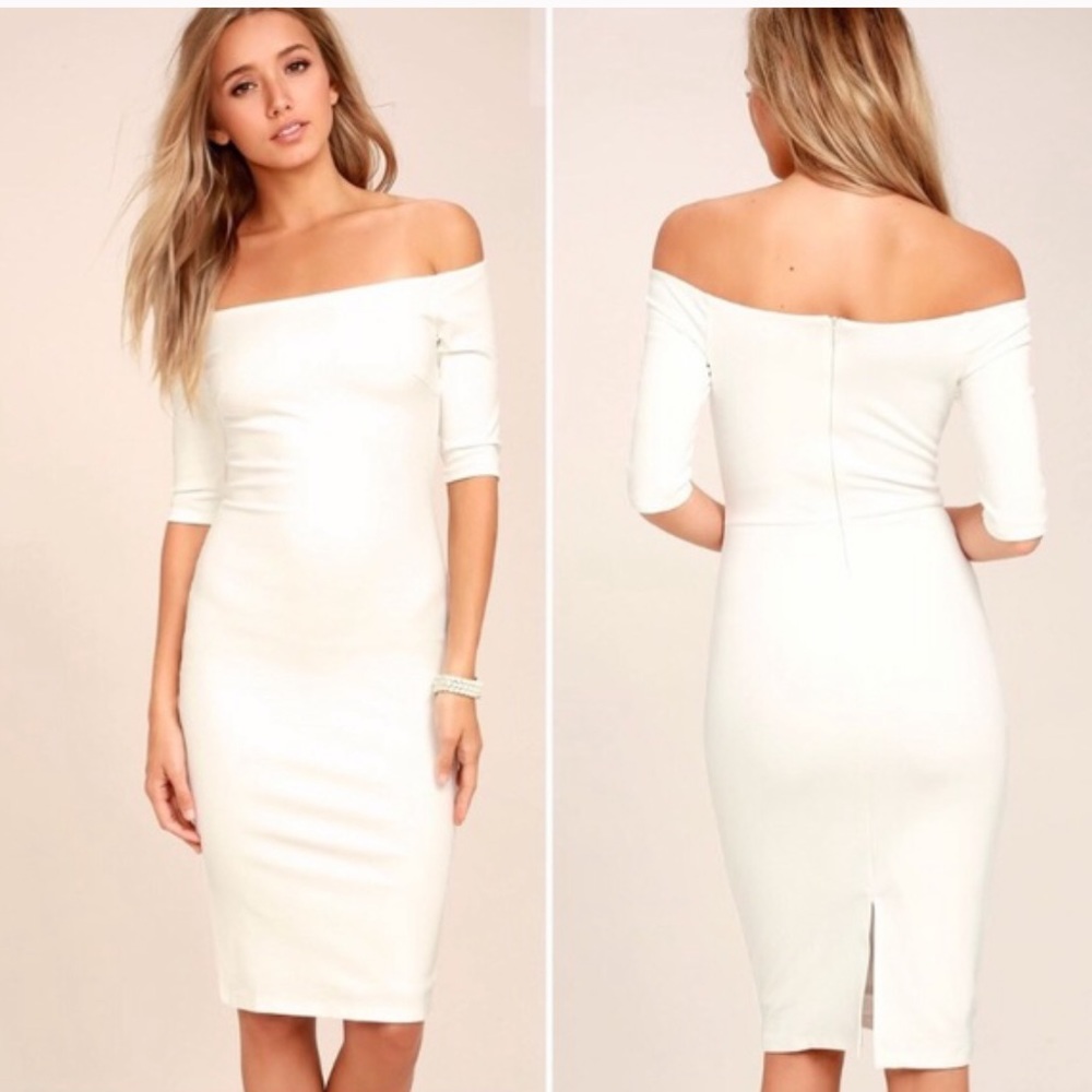 Lulu’s Girl Can’t Help It Off Shoulder White Dress